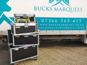 Bucks Marquees van with Buckie the mascot