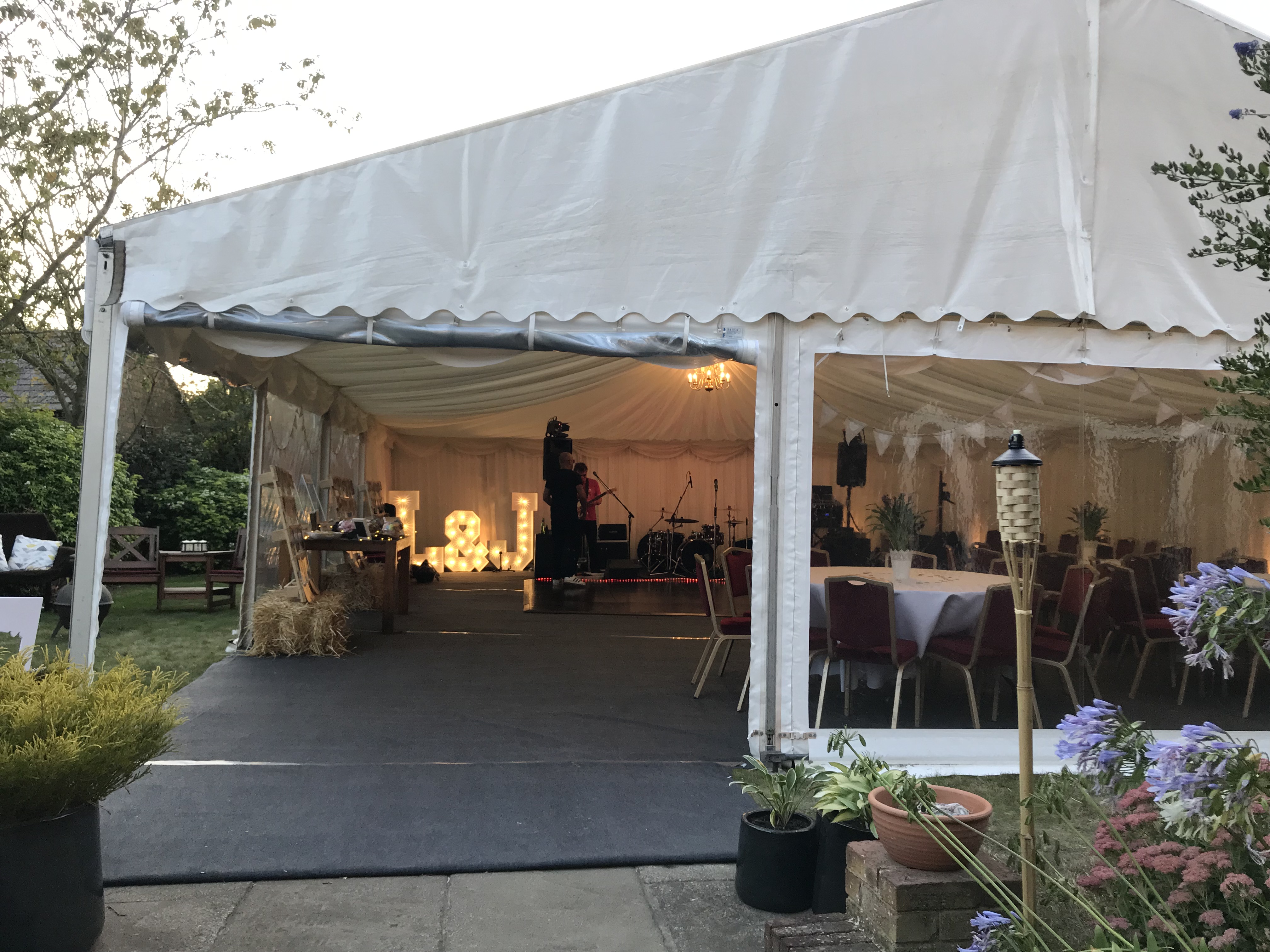 wedding marquee entrance with panoramic windows